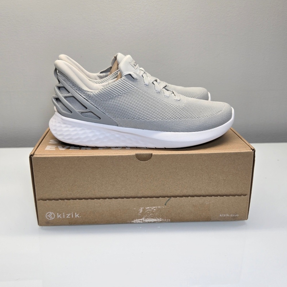 Kizik Athens Sneakers Mens 10 Womens 11.5 Wide Slate Grey Hands Free Step In NIB